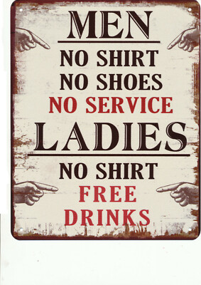 Blechschild  ''Men/Ladies'' Man Cave Höhle Drink Bar Kneipe Biker 25x20cm Neu