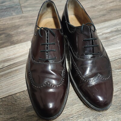 Bally DUOMO Oxford Shoes Men's 10 D Burgundy Leather Brogue Carved Derby  Italy