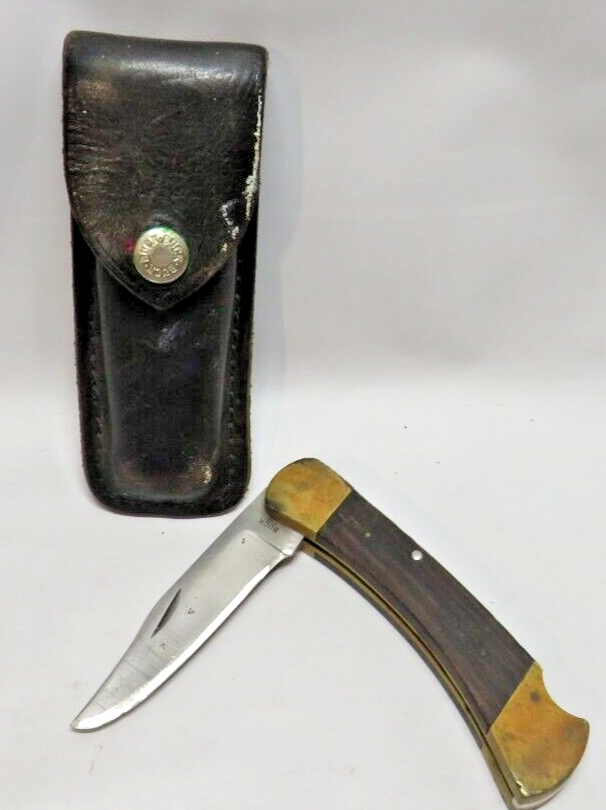 Buck 110 Double Dot Vintage Folding Hunter Pocket Knife with Sheath 1970s USA eBay
