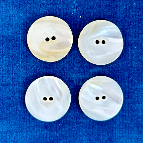 4 Vintage or Antique Mother of Pearl Buttons, Carved Center 3/4in - Picture 2 of 3