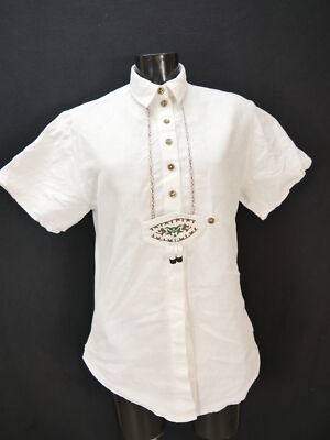 Gr.36 Trachtenbluse weiß Bluse Hammerschmid Leinenmischung Stickerei TB8102