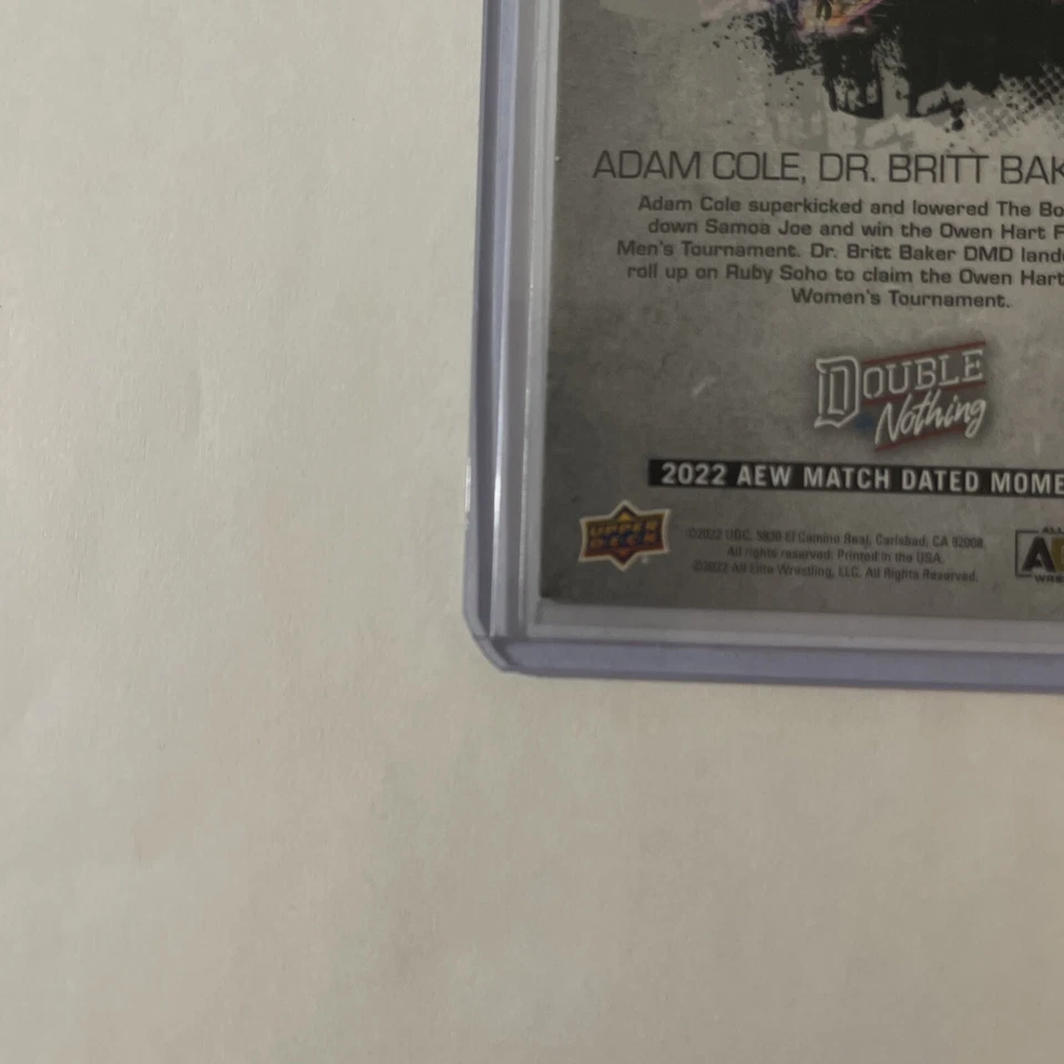 Adam Cole And Britt Baker Upper Deck AEW Match Dated Moments 2022 #11 SILVER - Image 3 of 4