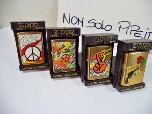 zippo lighter PEACE COLOR COLLECTION SERIES BRASS NUOVO ANNO 1995 4 PIECES - Imagen 16 de 17