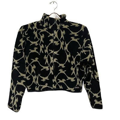Kerrits Black & Camel Brown Horse Crop Full Zip Fleece Jacket Size S Equestrian