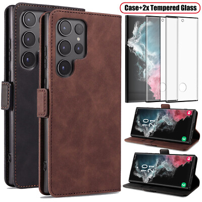 For Samsung Galaxy S22 Ultra 5G Case Shockproof Leather Cover / Screen Protector