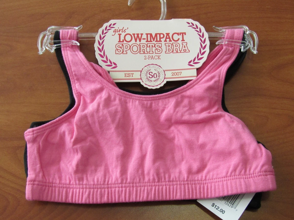 NEW SO from Kohls Girls Pink and Black Low Impact Sports Bra 2 Pack SZ  Small S