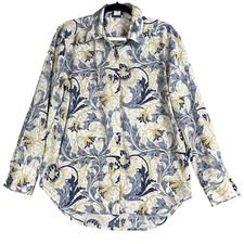 Rachel Zoe Women’s Tops  Floral Print Long Sleeve Button Up Blouse Medium Satiny