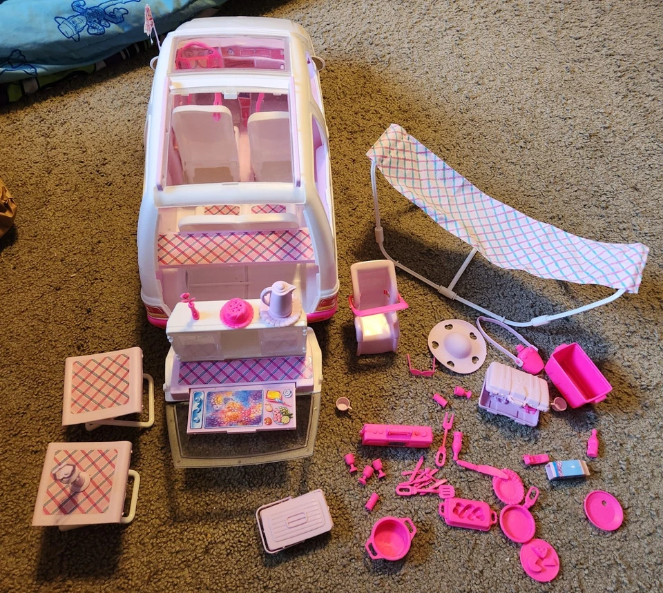 Vintage 1995 Barbie Mini Van BBQ Picnic Original Box COMPLETE SET Mattel #13185 - Image 4 of 4