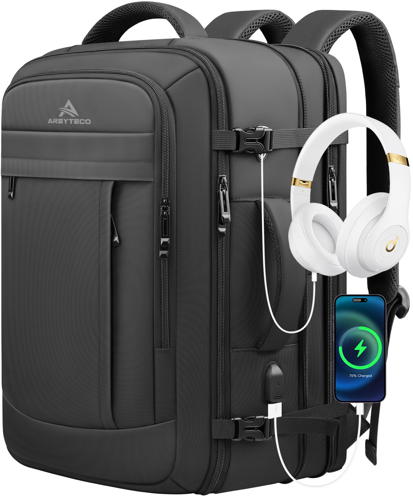 Travel Backpack, 50L Expandable Extra Large Laptop Backpack, Carry On Backpac...-image