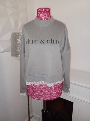 Damen Pullover Sweat von Fresh Made Gr. M in Grau