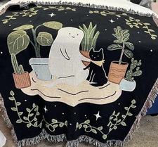 Northwest Company Throw Blanket Ghost And Cat Vintage USA