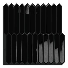 Black Long Hexagon Tile Peel and Stick Backsplash, 10 Sheets Self-Adhesive Wa...