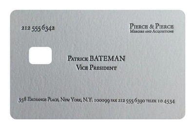 Patrick Bateman Business Card Skin 4 Pack American Psycho Meme
