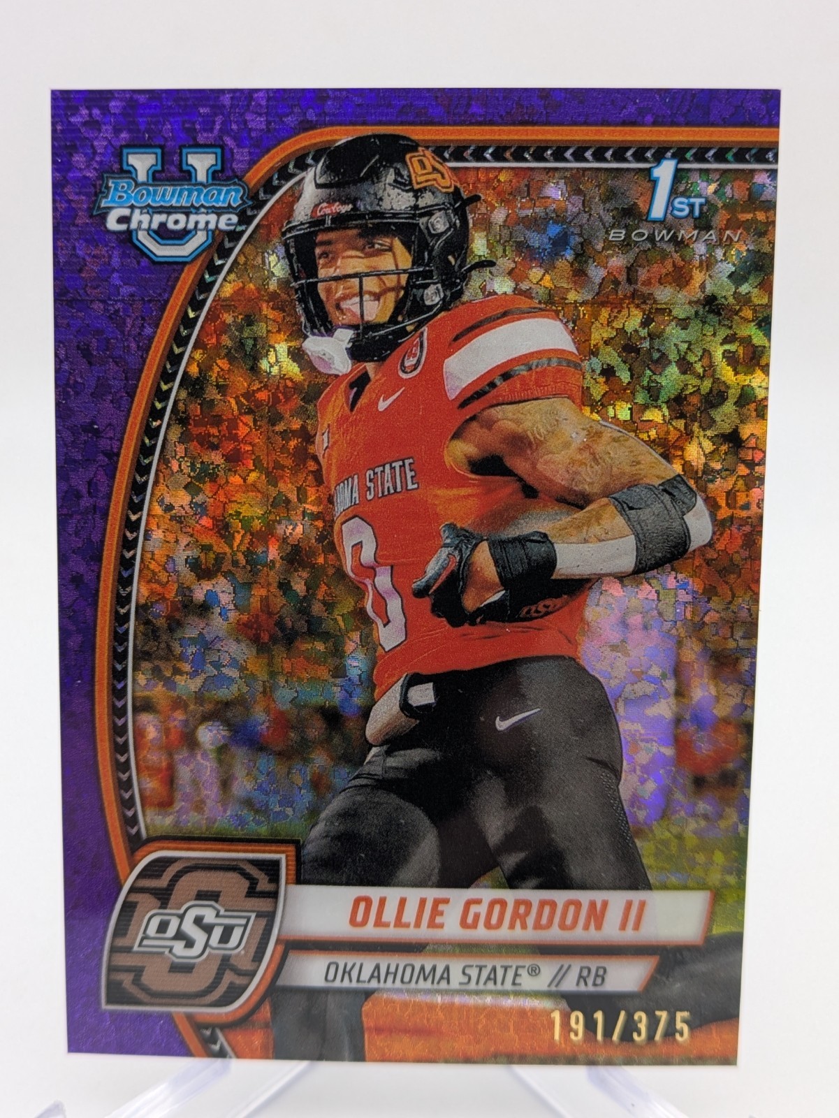 💥 2024 Bowman Chrome U Ollie Gordon II #197 Purple Mini Diamond Refractor #/375