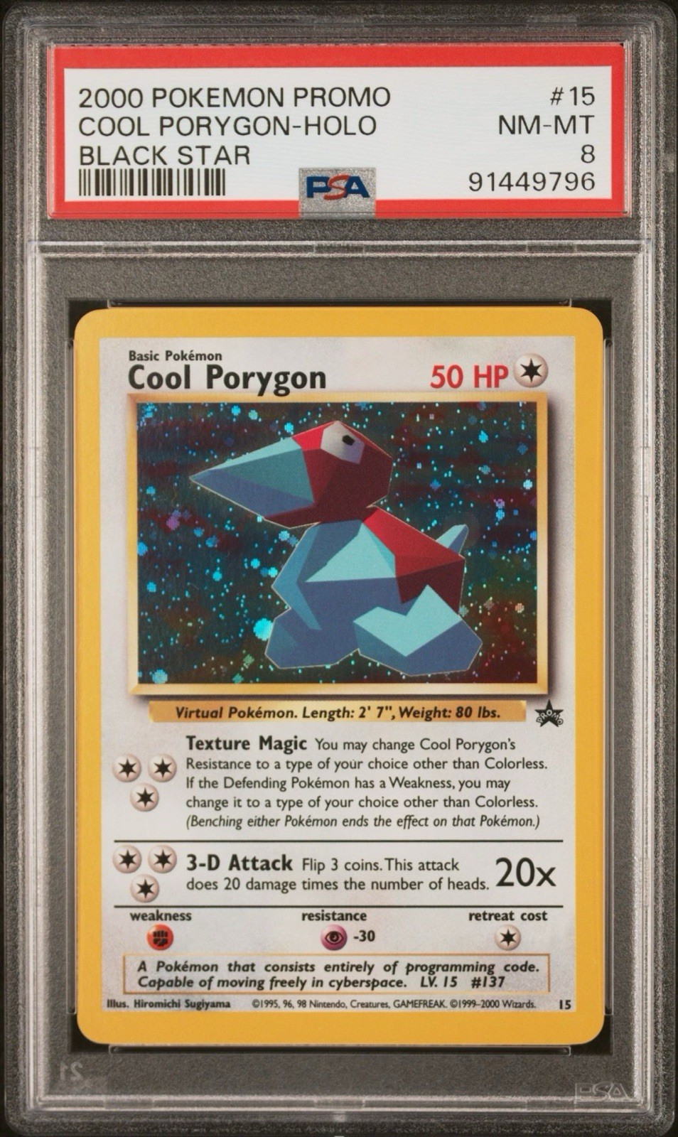 2000 Pokemon Promo - Cool Porygon Holo Black Star #15 PSA 8