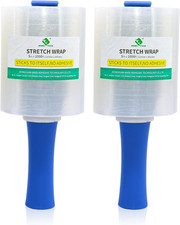 2 Pack Stretch Wrap Film with Plastic Handle, 80 Gauge Thick, 5 Inch X 1000 Ft,