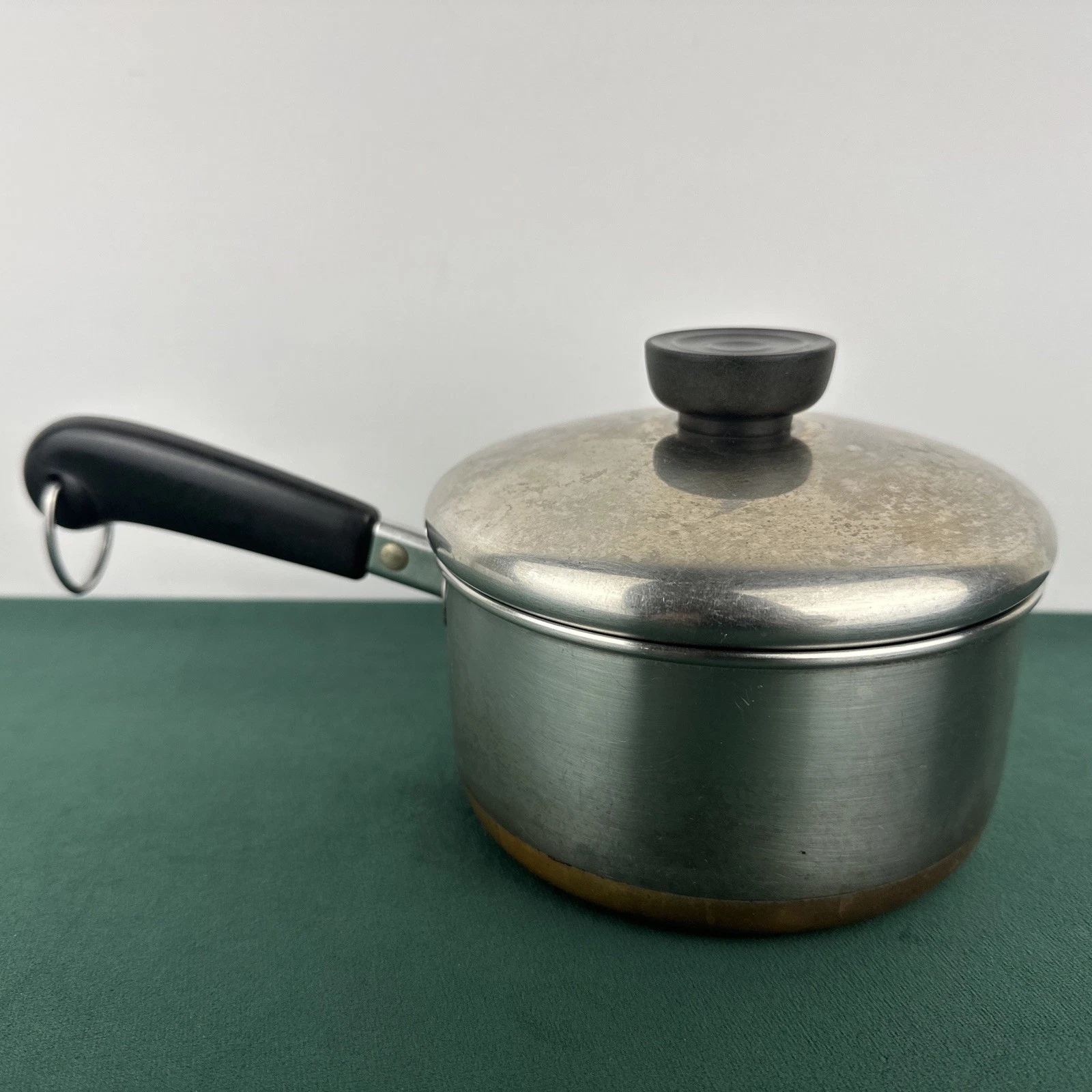Revere Ware 1 Qt Saucepan Copper Bottom & Lid Clinton, Ill., Vintage 1801 - 89h