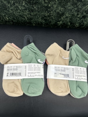 Nike Kids Multicolor No Show Lightweight Logo Socks XS 5-7 Set of 2 Pairs 12 - Picture 4 of 5