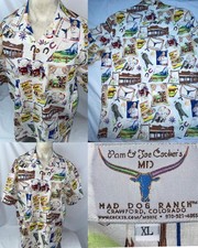 VTG MENS XL HAWAIIAN PAM JOE COCKER MAD DOG RANCH PRINT SURF SHIRT