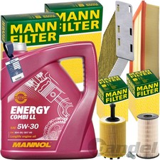 MANN INSPEKTIONSPAKET+5L MANNOL NRG 5W-30 ÖL passend für VW PASSAT B6 AUDI TDI