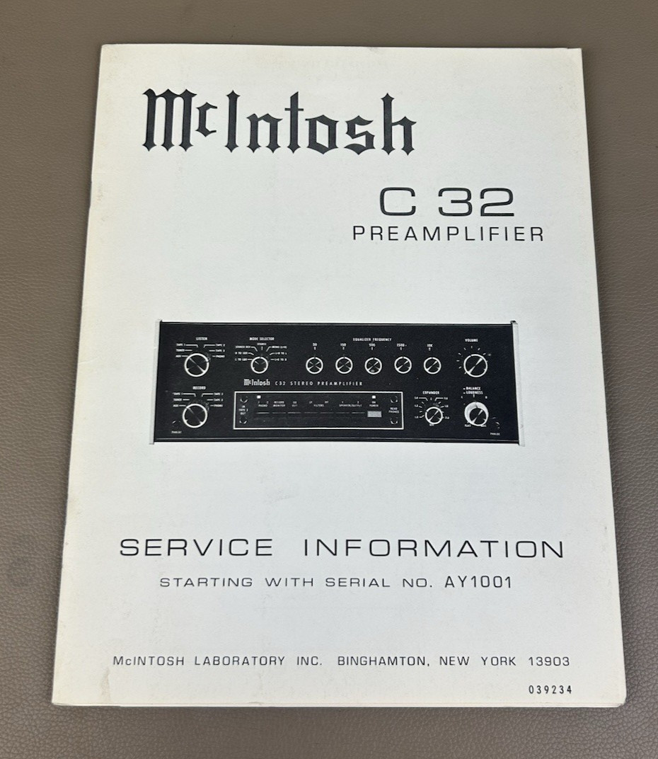 Mcintosh C32 Preamplifier Service Information D-1480