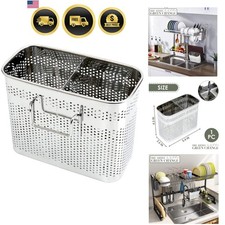 Kitchen Utensils Chopsticks Holder Drying Rack Basket with Hooks 2 Divided Co...