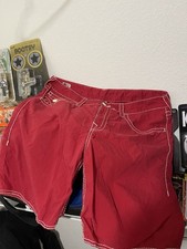 True Religion Men s Red Solid Cotton Denim Sh...