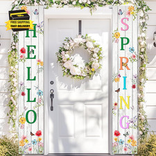 Hello Spring Banner Wildflower Spring Door Banner Welcome Spring Banners for Fro