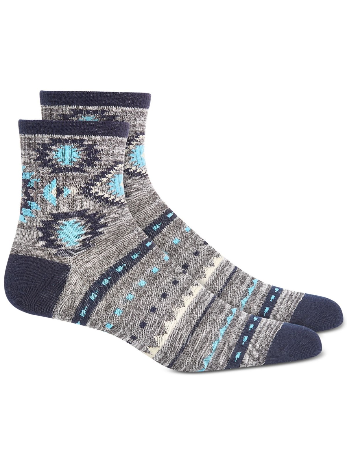 SUN STONE Mens Gray Contrast Heel And Toe Ribbed Casual Quarter Socks 7-12 2090₽