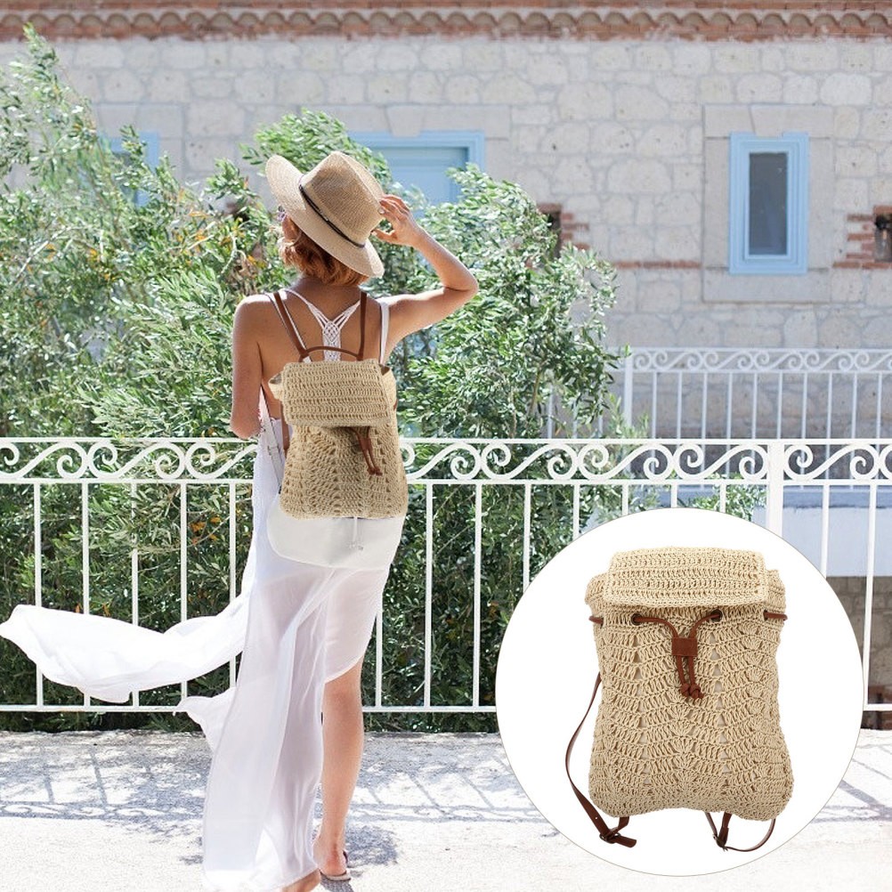 Borsa Per Il Mare Intrecciata Portaoggetti Da Spiaggia Zaino Di Moda