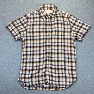 Rag & Bone Workwear Button-Up Shirt Men s Medium Brown Blue Plaid Short Sleeve