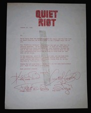 1984 Quiet Riot Fan Club Letter  Kevin DuBrow Carlos Cavazo Frankie Banali Rudy