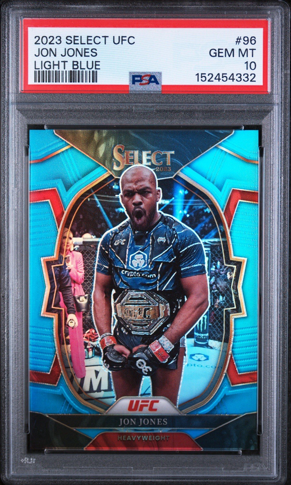 2023 Panini Select UFC - LIGHT BLUE Prizm #96 JON JONES /249 PSA 10 (GOAT 30-0)