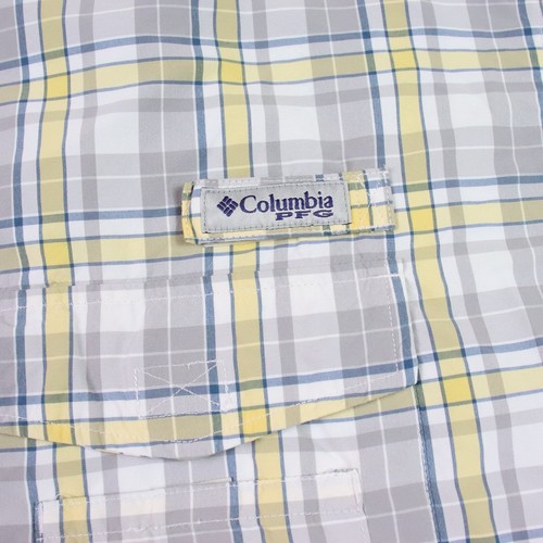Columbia PFG Shirt Mens XL Omni-Shade Vented Gray Yellow Long Sleeve Fishing - Picture 3 of 13