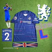Nike Chelsea FC Antonio Rudiger#2 2018/2019 Home Blue  Jersey  EPL Patch Large