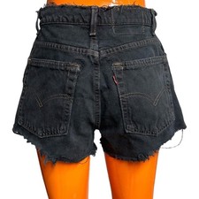 90s Vintage Distressed Levi's Cutoff Shorts Black Frayed Destroyed Faded Jean.