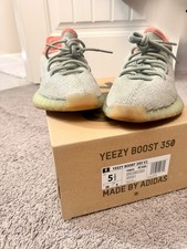 adidas Yeezy Boost 350 V2 Kids 5.5 Gray Pink Knit Cushioned Lace Up FX9035