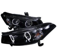 Fits 2008-2012 Honda Accord 2Dr Dual LED Halo Projector Headlights Black Smoke