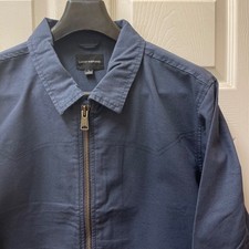 Lucky Brand Men's Large Western Bomber Jacket Long Sleeve Full Zip Mood Indigo