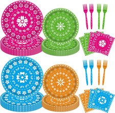 200PCS Mexican Fiesta Plates and Napkins Party Supplies, Cinco De Mayo Party Dec