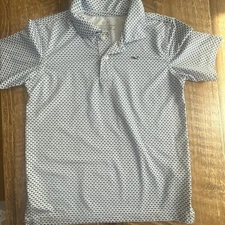 EUC Vineyard Vines Performance Polo Shirts Boy Whale Print Blue Size 6 Logo