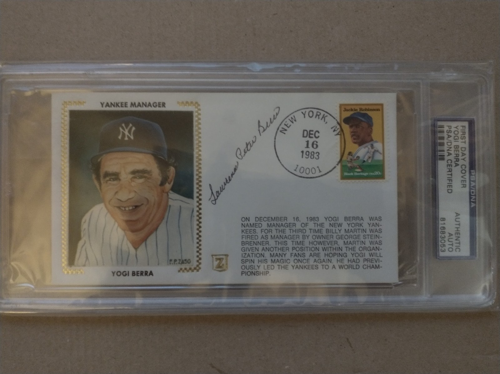 Yogi Berra First Day Cover Signed FULL NAME autograph PSA DNA TOUGH