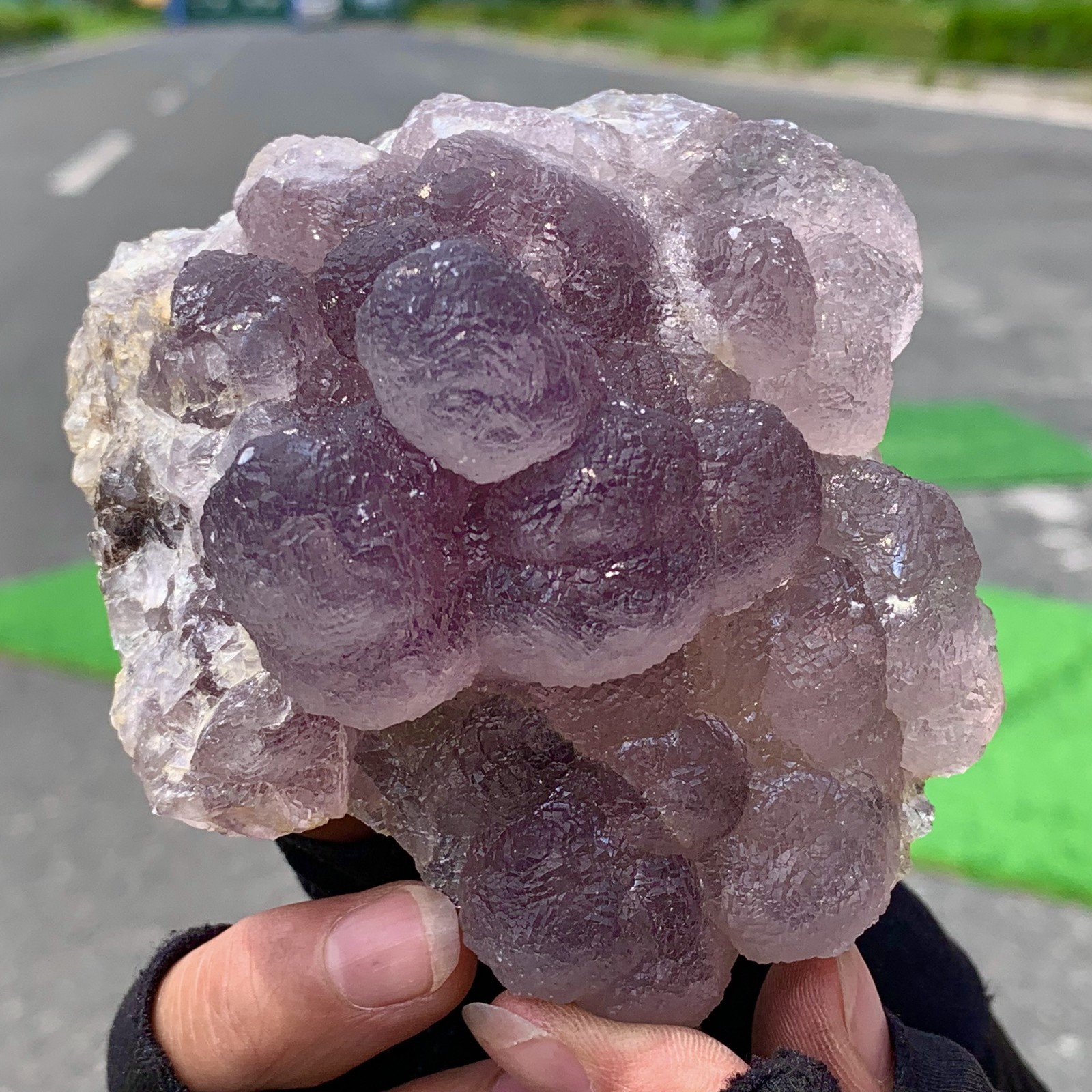 Natural Transparent Purple Spherical Fluorite Crystal from Jiangxi