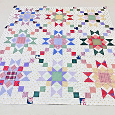 Floral Scrappy Star Patchwork Cotton Quilt Toptopper Sewingquilt Craft 86x86