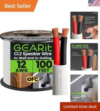 12/2 Speaker Wire 100 Feet 12AWG Gauge - in Wall Audio Speaker Wire Cable / C...