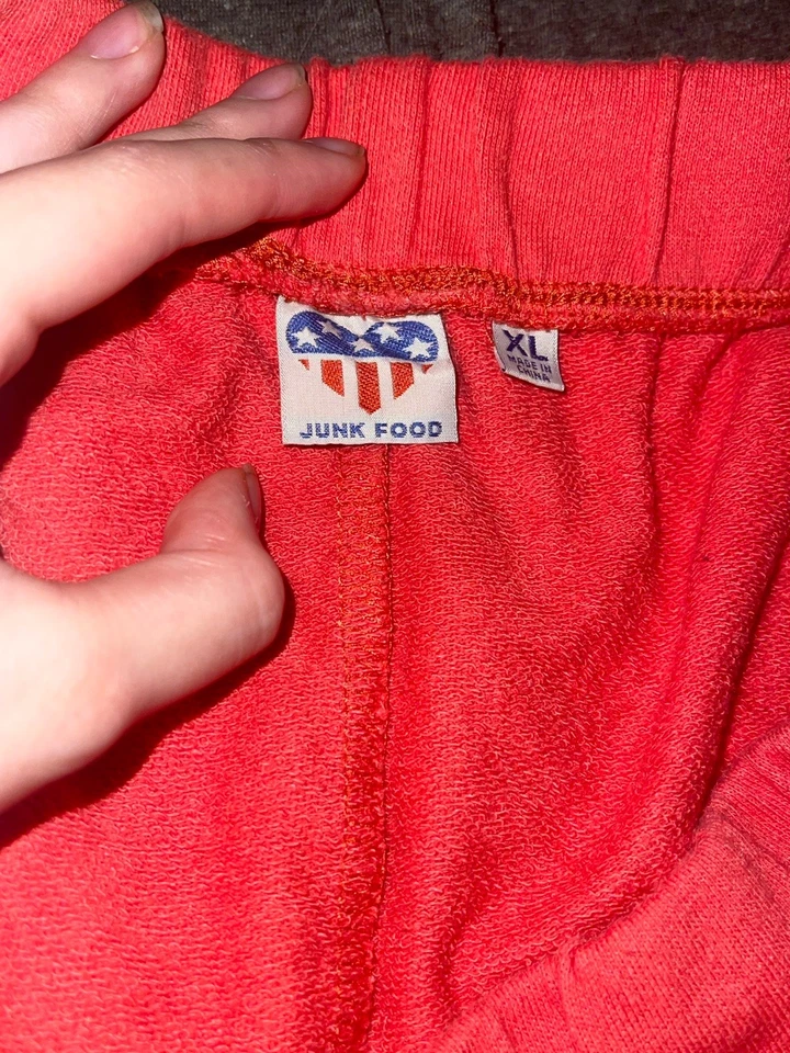 Pantalones cortos rojos de comida chatarra para mujer talla XL con cordón Foto 3 de 3
