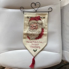 BETTER WATCH OUT...SANTA'S WATCHING Christmas Counted Cross Stitch Wall Hanging