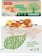 (Free Duty Tax) Compostable Snack Food Storage Bags Freezer and Leak Proof,
