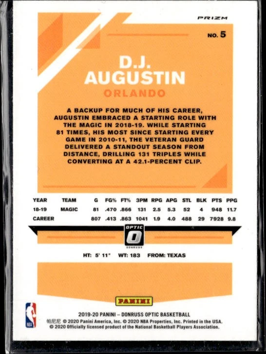 2019-20 Donruss Optic #5 D.J. Augustin  - Image 2 of 2