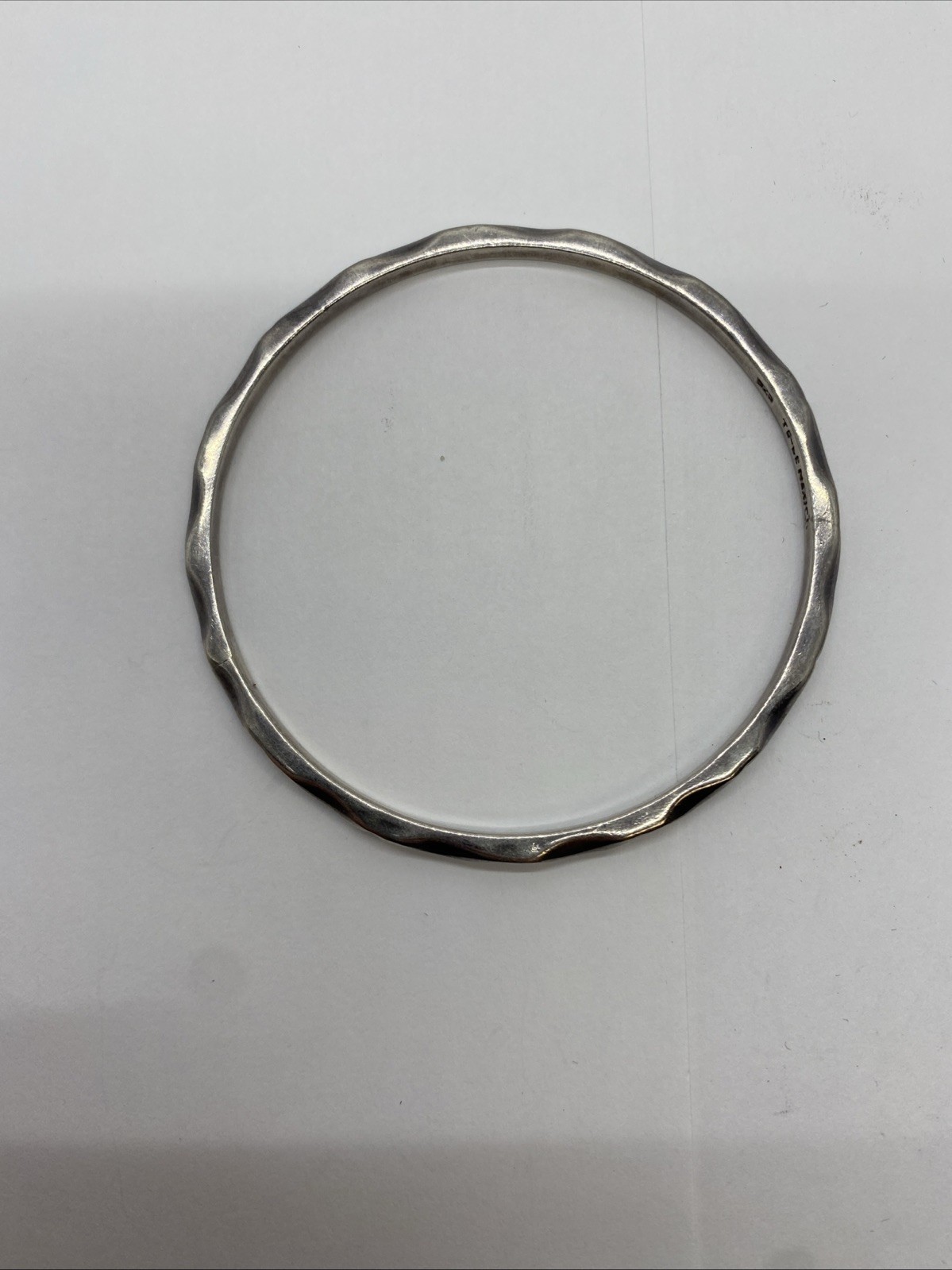 925 Sterling Silver Round Patterned Bangle Bracel… - image 1